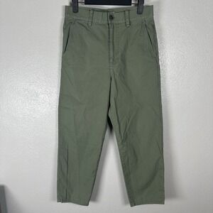 COS Womens Size 4 Green High-Waist Cotton Straight Tapered Leg Twill Pants